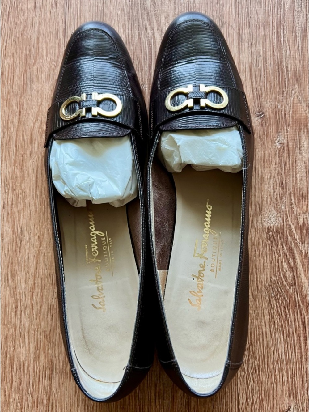 Salvatore Ferragamo Dark Brown Leather Gancini Loafers